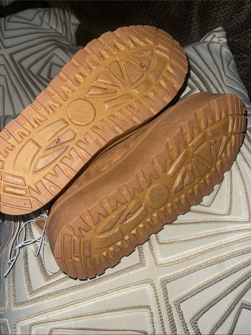 Women's Tan Platform Slip-On Shoes with Faux Fur Lining